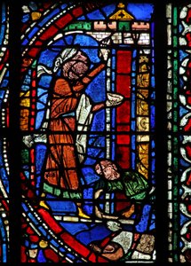 Exodus-historien: dørkarmen er merket med blodet fra et ofret lam (nedenfor) ved påsken (w37) av French School
