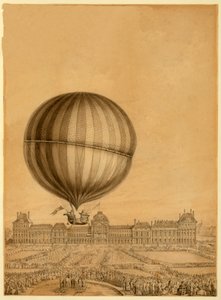 Den første bemannede gassballongflyvningen, 1. desember 1783, ca. 1783 av French School