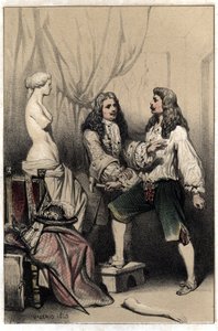 Den franske billedhuggeren Pierre Puget (1620-1694) ble pågrepet for å knekke Venusen sin etter det middelmådige forslaget som ble foreslått av sponsoren Plate hentet fra "Scenes de la vie d'hommes famous"" gravering i to farger av Valer av French School