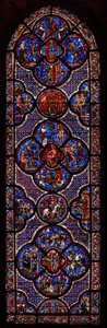 Den barmhjertige samaritanske vinduet Story and Genesis (w44) av French School