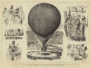 Den store fangeballongen ved Tuileriene, Paris (gravering) av French School