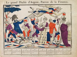 The Great Money Devil (farget gravering) av French School