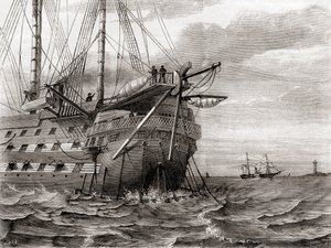 HMS Agamemnon legger den transatlantiske telegrafkabelen, 2. august av French School