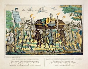 The Hunters Procession, ca. 1850 (håndfarget lito) av French School