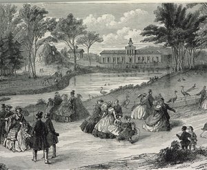 The Jardin dAcclimatation, Paris, 1855 (bw-gravering) av French School