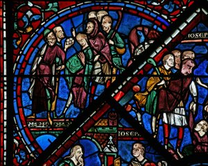 Joseph-vinduet: han selges av brødrene hans (w41) av French School