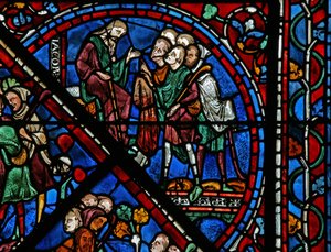 Joseph-vinduet: brødrene hans presenterer Jakob med sin blodfargede kappe (w41) av French School