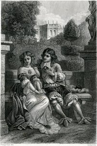 Frankrikes konge Ludvig XIV i Mademoiselle de la Vallières tapre selskap av French School