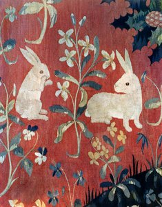 The Lady and the Unicorn: "Smak", detalj av to kaniner av French School