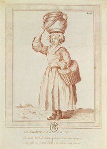 The Milkmaid (gravering) av French School