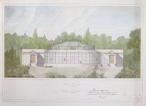 Apehuset ved Jardin des Plantes i Paris, 1835 (blekk og wc på papir) av French School