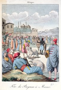 Den muslimske festivalen i Eid-el-Kabir i Marokko, 1811 av French School
