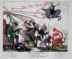 Avisene fra mai 1815 (farget gravering) av French School