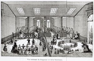 The Nursery in the Family of Guise, fra Solutions Sociales av Jean-Baptiste Andre Godin (1817-88), Paris, 1871 av French School
