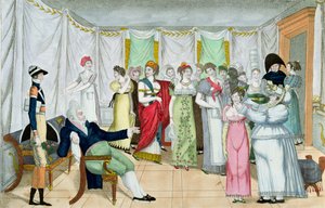 Den parisiske sultanen, eller et utvalg av prostituerte, tidlig på 1800-tallet (håndfarget etsning) av French School