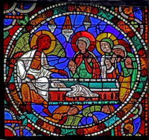 The Passion window: Resurrection - Holy Women at Tomb (w51) av French School