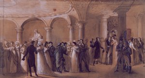 Peristyle ved Theatre Francais, ca. 1822 av French School