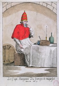 Paven spiser Roquefort-ost, 1791 av French School