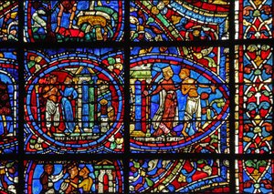 The Prodigal Son-vinduet: en kurtisane kaster ham ut (w35) av French School
