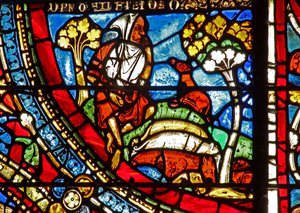 The Prodigal Son-vinduet: reflekterer over hans undergang (w35) av French School