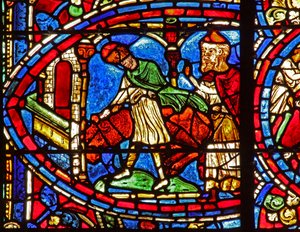 The Prodigal Son-vinduet: den fete kalven blir drept (w35) av French School