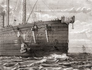 S.S. Great Eastern lanserer en bøye i sjøen for å markere stedet for en tapt transatlantisk telegrafkabel av French School