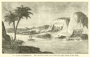 Speos of Ipsamboul, de ryddede frontene, sett fra Nilens høyre bredd (gravering) av French School
