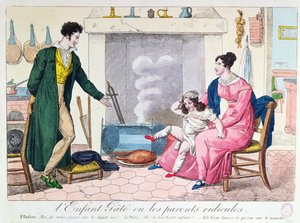 Det bortskjemte barnet eller de latterlige foreldrene, tidlig på 1800-tallet av French School