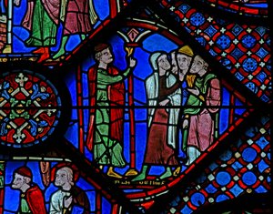 Das St. Jakobus Fenster: Almogenes (Hermogines) spricht zu seinen Adepten