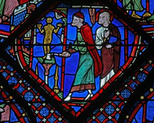 The St James Window: Almogenes (Hermogines) ødelegger idolet (w5) av French School