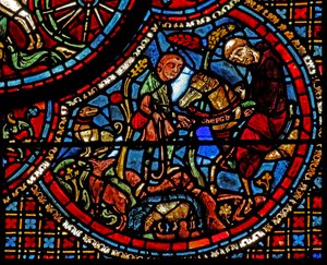 St Lubin-vinduet: utdannelsen hans - en munk gir ham et belte med et påskrevet alfabet (w45) av French School