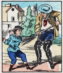 Feiemaskinen. Gravering i "" La chanson des metier"". Epinal avbildning, slutten av 1800-tallet. Privat samling av French School