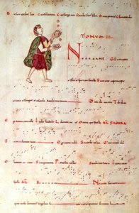 Den tredje modusen, fra en tonary i akvitansk notasjon (vellum) av French School