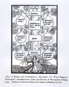 The Tree of Beings and Substance, trykt i 1514, illustrasjon fra Science and Literature in The Middle Ages and Renaissance, skrevet og gravert av Paul Lacroix, 1878 av French School
