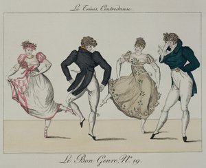 Trenis Quadrille, plate 19 fra Le Bon Genre, 1805 av French School