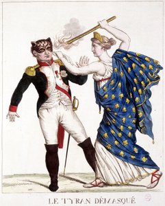 The Unmasked Tyrant - i "" Napoleon 1st, karikaturer, dummy-samling", ca. 1814. av French School