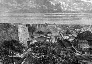 The Walls of Pekin, China. Engraving in “The Youth Journal” av French School