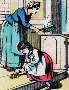 Aktivitetene for jenter fra gode familier: husarbeidet - Epinalt bilde - 1800-tallet (gravering) av French School