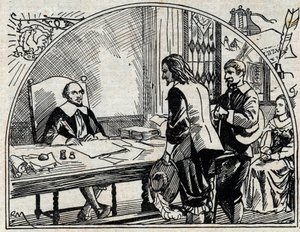 Adressekontoret til Theophraste Renaudot (1586-1653), fransk lege og journalist, grunnlegger av Gazette de France. Anonym gravering fra 1930. av French School