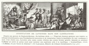 Arrestasjonen av Antoine Lavoisier i laboratoriet hans, 1794 av French School