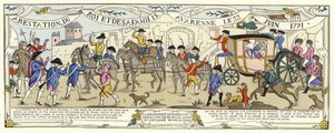 Arrestasjonen av Louis XVI av Frankrike og hans familie, Varennes, 22. juni 1791 av French School
