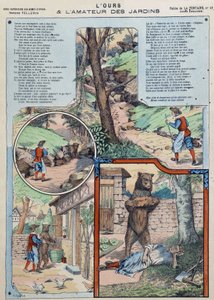 Bjørnen og hageelskeren - Fables de La Fontaine i bilder av Epinal av French School
