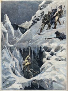 Katastrofen på Mont Blanc (Mont Blanc): døden til reisende og deres guider under deres ekspedisjon, i "Le Petit Parisien" av French School