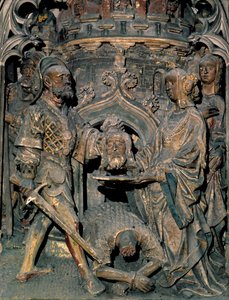 Døperen Johannes Døperen Hodet til døperen Johannes er plassert på et platå som Salome presenterer for sin mor. Utskåret relieff av Cathedrale Notre-Dame d