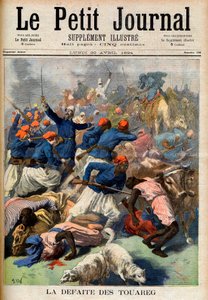 The defeat of the Tuareg. French colonial troops under the command of Lieutenant-Colonel Joseph Joffre (1852-1931) - The Defeat of the Touareg. Illustration for Le Petit Journal, 30 April 1894 (engraving) av French School