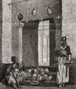 Døråpningen til moskeen El Assaneyn i Kairo, Egypt, fra "L"Univers Illustré", 1866 av French School