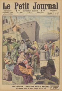Effektene av skipsstreiken i Frankrike (farge litho) av French School