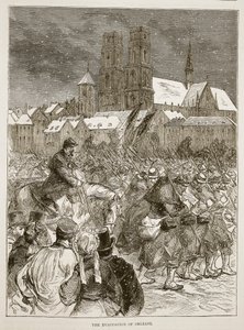 Evakueringen av Orleans, desember 1870, illustrasjon fra Cassells historie om krigen mellom Frankrike og Tyskland, 1870-1871 av French School