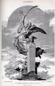 Herlighetskronen Pierre Corneille - tegning av Merwart for "" flagget - berømt overvåker av League of Patriots"" - 1884 av French School