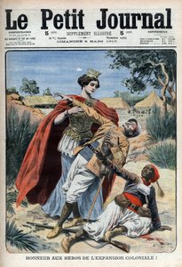 Kolonialismens helter (i Nord-Afrika) hedres allegorisk gravering "Le Petit Journal", 6. mars 1910 (gravering) av French School